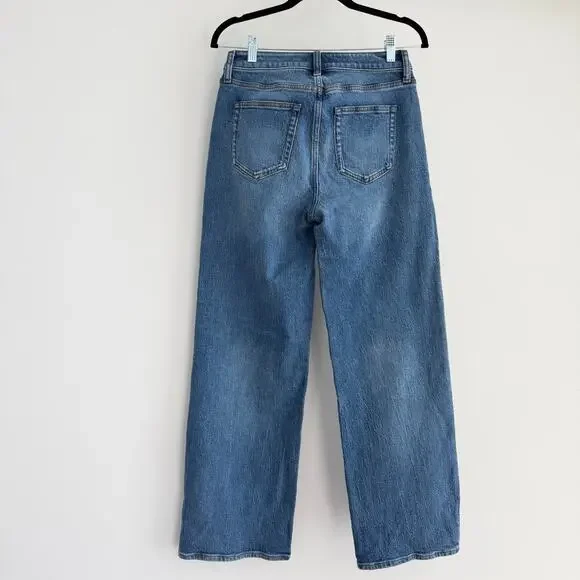 Quince Bella Jeans Womens 27 High Rise Relaxed Straight Stretch Denim Atlantic - Picture 7 of 12